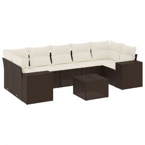 vidaXL 8-tlg. Garten-Sofagarnitur mit Kissen Braun Poly Rattan