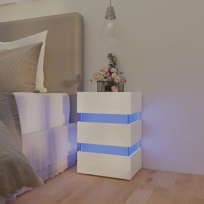 vidaXL LED-Nachttisch Hochglanz-Weiß 45x35x67 cm Holzwerkstoff