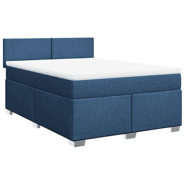 vidaXL Boxspringbett mit Matratze Blau 140x190 cm Stoff