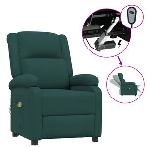 vidaXL Elektrischer Massagesessel Dunkelgr&uuml;n Stoff
