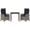 vidaXL Garten Essgruppe mit Kissen 3 pcs Grau Poly-Rattan