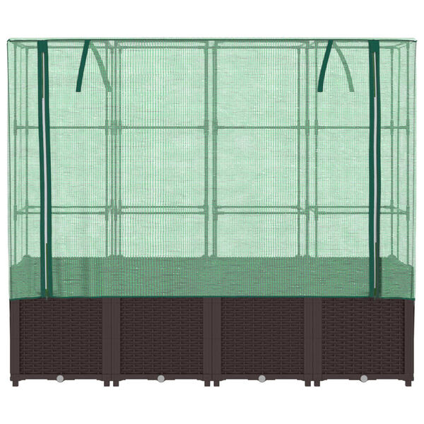 vidaXL Hochbeet mit Gewächshaus-Aufsatz Rattan-Optik 160x40x153 cm