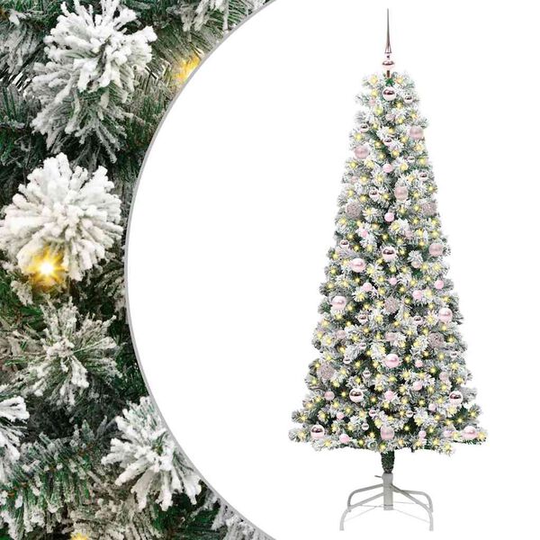 vidaXL K&uuml;nstlicher klappbarer Weihnachtsbaum Gr&uuml;n und Wei&szlig; 180 cm