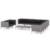 vidaXL 10-tlg. Garten-Lounge-Set mit Kissen Poly Rattan Dunkelgrau