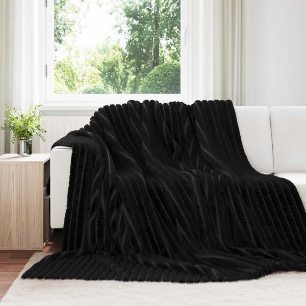 vidaXL &Uuml;berwurfdecke Schwarz 240 x 220 cm Fleece