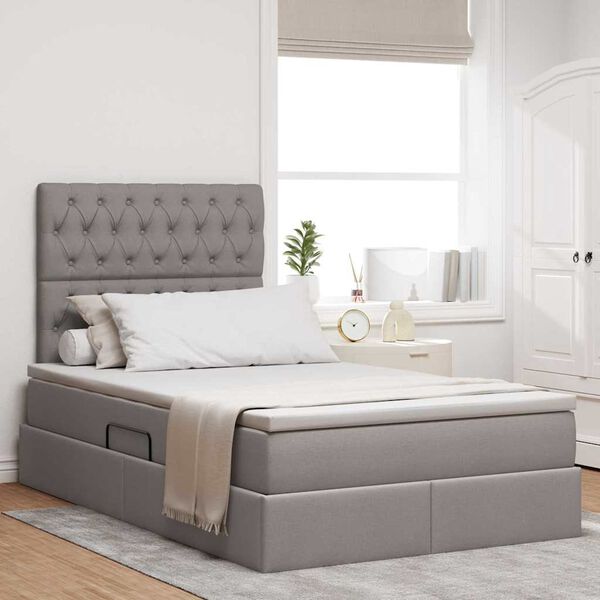 vidaXL Bett mit Stauraum und LED mit LED Taupe 120 x 190 cm Polyester