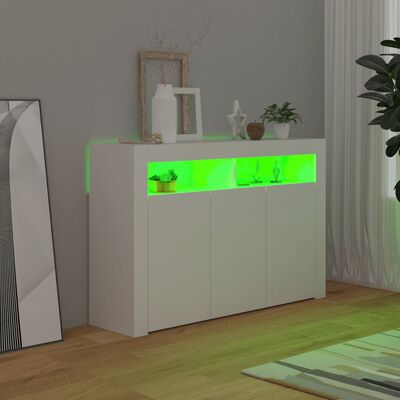 vidaXL Sideboard mit LED-Leuchten Weiß 115,5x30x75 cm