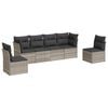 vidaXL 6-tlg. Garten-Sofagarnitur mit Kissen Hellgrau Poly Rattan