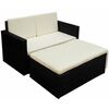 vidaXL 2-tlg. Garten-Lounge-Set mit Kissen Poly Rattan Schwarz