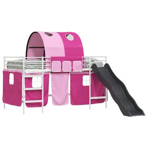 vidaXL Kinder-Etagenbett Wei&szlig; und Rosa 90 x 200 cm Metall