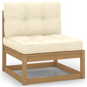 vidaXL Garten-Mittelsofa mit Creme Kissen Massivholz Kiefer