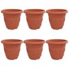 vidaXL Runder Blumentopf 6 pcs Ziegelrot &Oslash; 26 x 21,5 cm Kunststoff