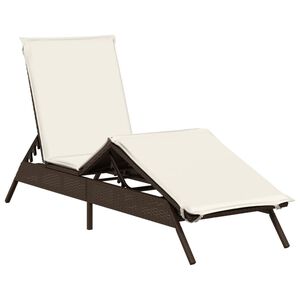 vidaXL Sonnenliege mit Auflage Braun Poly Rattan