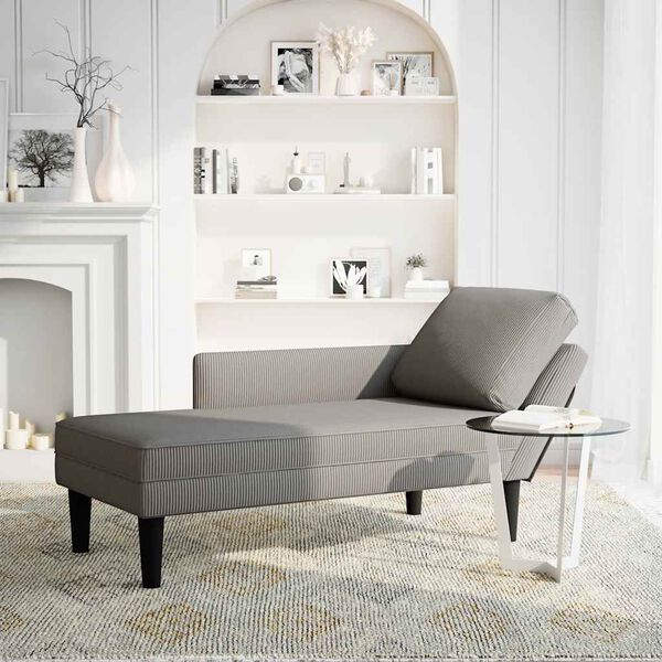 vidaXL Chaiselongue mit Kissen Hellgrau Cordstoff