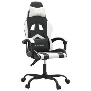 vidaXL Gaming-Stuhl Drehbar Schwarz und Wei&szlig; Kunstleder
