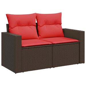 vidaXL Gartensofa mit Kissen 2-Sitzer Braun Poly Rattan