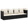 vidaXL Outdoor-Loungebett mit Dach und Kissen Schwarz Poly Rattan