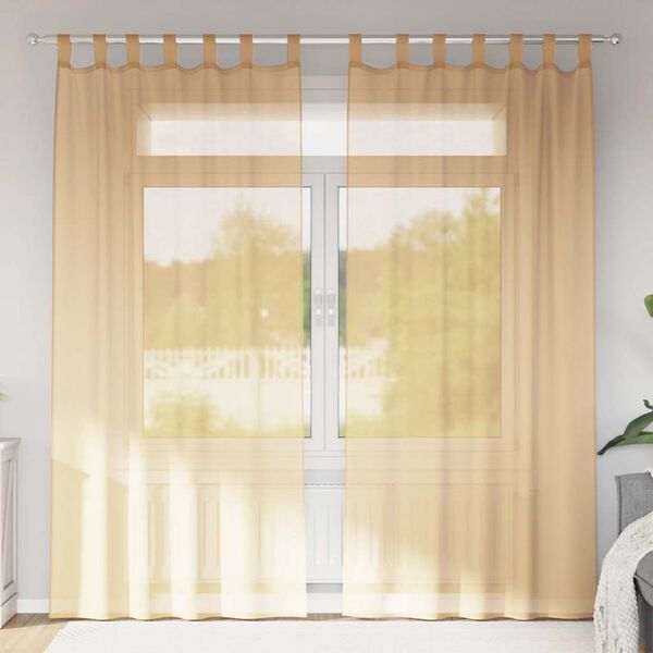 vidaXL Voile Vorh&auml;nge mit Schlaufen 2 Stk. Sandfarbe 140x225 cm