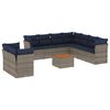 vidaXL 10-tlg. Garten-Sofagarnitur mit Kissen Grau Poly Rattan