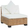 vidaXL Sofa ohne Armlehnen mit Kissen Nat&uuml;rliches Rattan