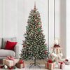 vidaXL K&uuml;nstlicher Weihnachtsbaum Gr&uuml;n 210 cm PVC, Plastik und Stahl