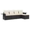 vidaXL 5-tlg. Garten-Sofagarnitur mit Kissen Schwarz Poly Rattan