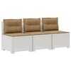 vidaXL 3-Sitzer Garten Sofa mit Kissen Rattan-Look PP Wei&szlig;