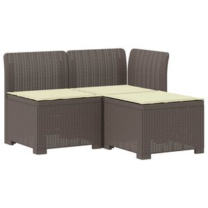 vidaXL 3-Sitzer Garten Sofa mit Kissen Rattan-Look PP Hellgrau