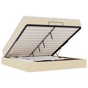 vidaXL Ottoman-Bett mit Matratzen Creme 200x200 cm Stoff