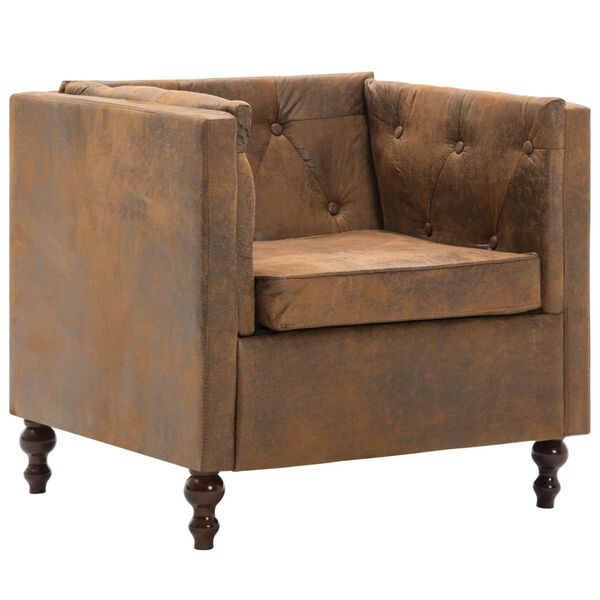 vidaXL Sessel Braun Wildleder-Optik Stoff