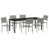 vidaXL Garten Essgruppe 7 pcs Grau Poly Rattan