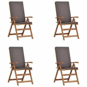 vidaXL Gartenstuhl 4 stk. Braun und Grau Massivholz Teak