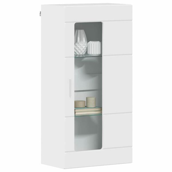 vidaXL Wandmontierter Schrank mit Tür Hochglanz-Weiß 55 x 29 x 100 cm