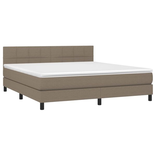 vidaXL Boxspringbett mit Matratze Taupe 160x200 cm Stoff