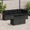 vidaXL Garten-Sofa-Set mit Kissen 7 pcs Schwarz Poly Rattan