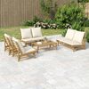 vidaXL 5-tlg. Garten-Lounge-Set mit Cremewei&szlig;en Kissen Bambus
