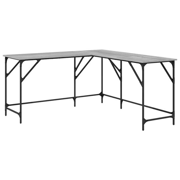 vidaXL Schreibtisch Grau Sonoma 149x149x75 cm Holzwerkstoff
