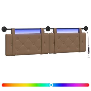 vidaXL H&auml;ngendes Kopfteil Mit LED Licht Cappuccino Kunstleder