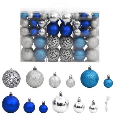 vidaXL Weihnachtskugeln 100 Stk. Blau und Silbern 3 / 4 / 6 cm