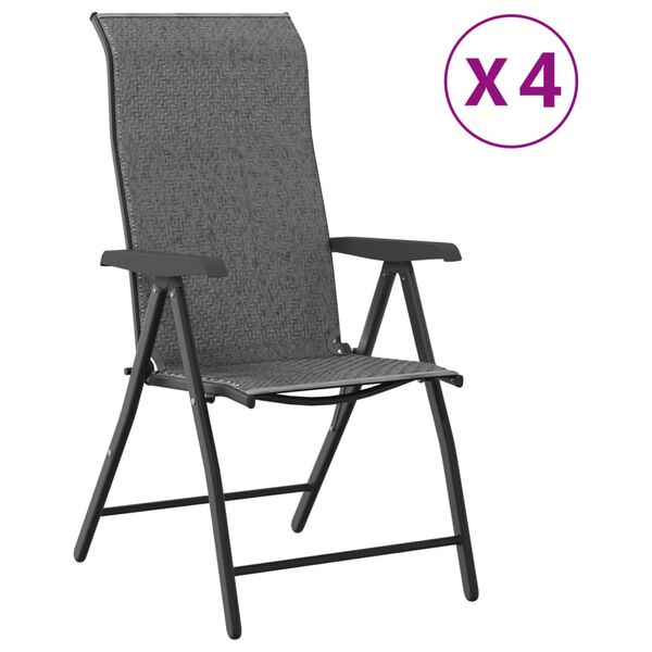 vidaXL Gartenst&uuml;hle 4 Stk. Klappbar Grau Poly Rattan