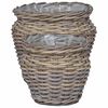 vidaXL Blumentopfkorb mit Speicher 2 pcs Grau Lacak Rattan