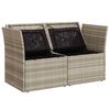 vidaXL Gartensofa mit Kissen 2-Sitzer Hellgrau Poly Rattan