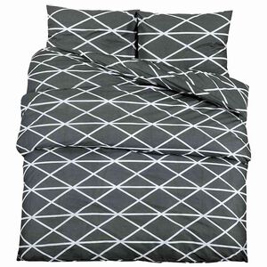 vidaXL Bettw&auml;sche-Set Dunkelgrau und Wei&szlig; 200x200 cm Baumwolle