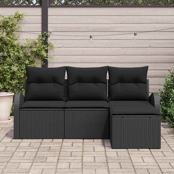 vidaXL Gartensofa-set Schwarz Poly-Rattan