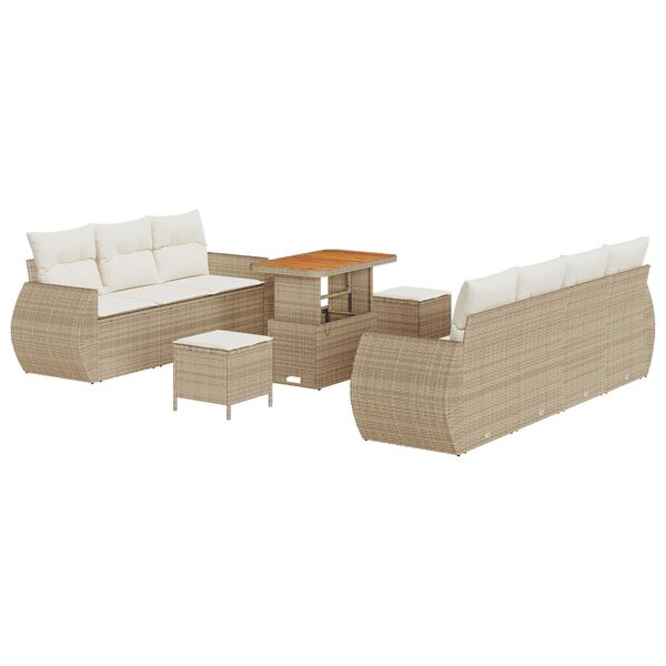 vidaXL Gartensofa-set mit Kissen 10 pcs Beige und Creme Poly-Rattan