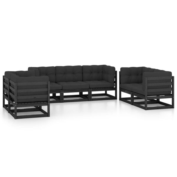 vidaXL 7-tlg. Garten-Lounge-Set mit Kissen Kiefer Massivholz