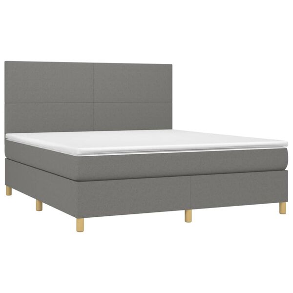 vidaXL Boxspringbett mit Matratze Dunkelgrau 160x200 cm Stoff