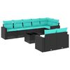 vidaXL 9-tlg. Garten-Sofagarnitur mit Kissen Schwarz Poly Rattan