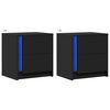 vidaXL Nachttische mit LED-Leuchten 2 Stk. Schwarz Holzwerkstoff