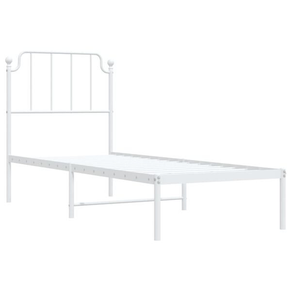 vidaXL Metallbett ohne Matratze mit Kopfteil Wei&szlig; 75x190 cm